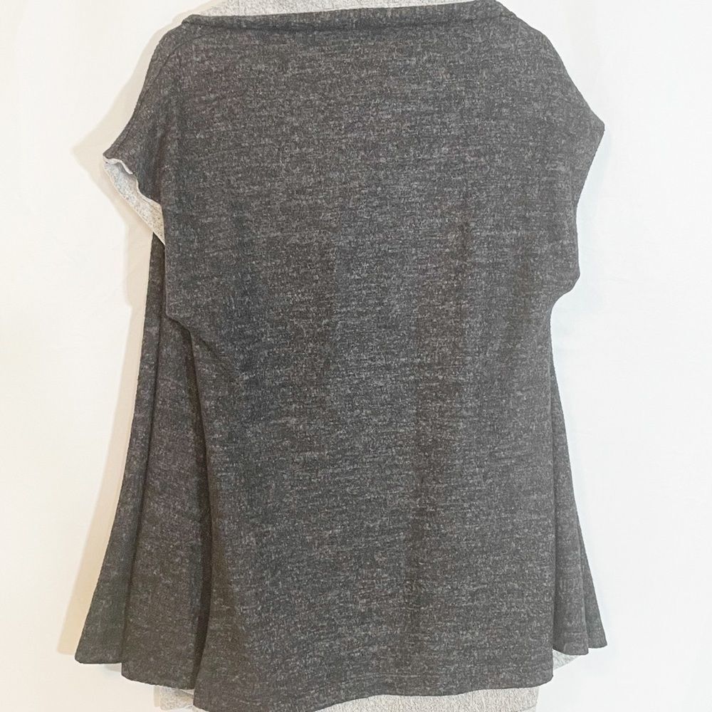 🟢Soft Surroundings Cozy Cabin Vest Gray Black Short Sleeve S/M - Picture 9 of 9
